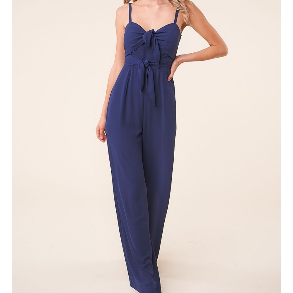 Sugarlips Double Tie Navy Blue Jumpsuit